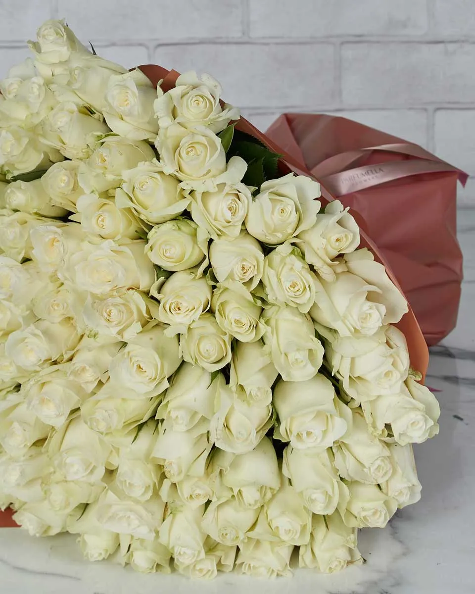 100 White Rose  new Pink Details