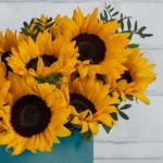 Sunflowers on a Box Medium Blue Details