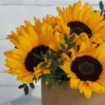 Sunflowers on a Box small Brown Details