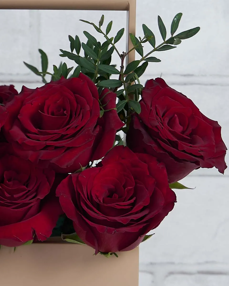 Romantic Red   Toolbox Solid Red American Rose with touch of pistacia 20 stems Details