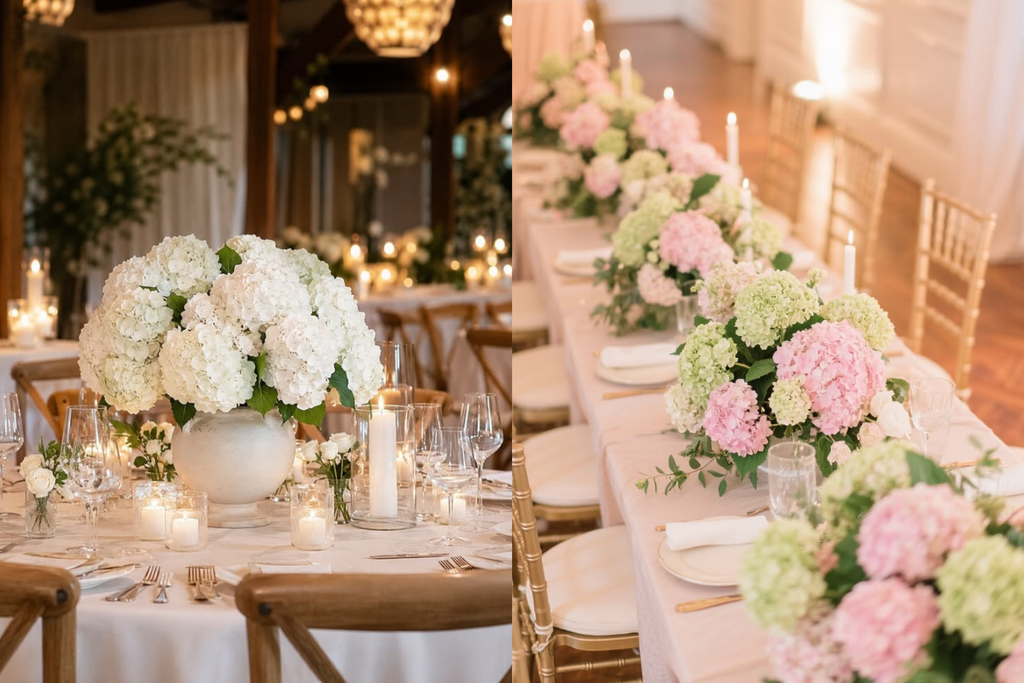 Affordable Floral Centerpieces for UAE Weddings Carnations Hydragea