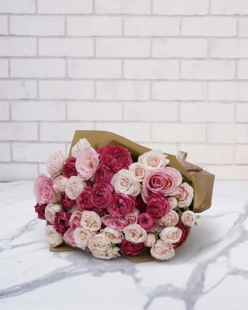 Raspberry and Blush Handtied Beige Wrap