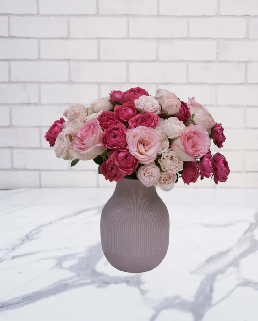 Raspberry and Blush in a Vase